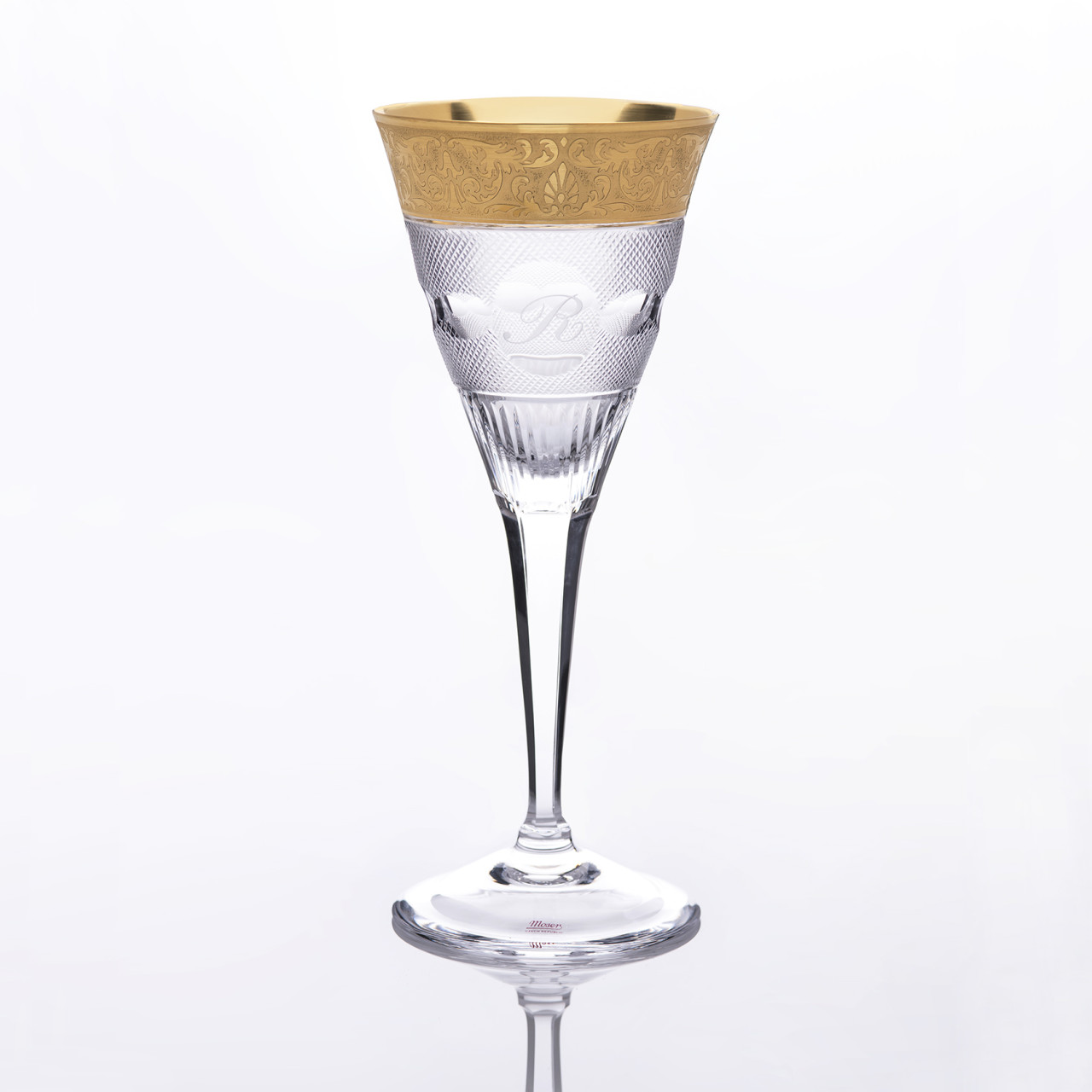 Moser Splendid Wine Glass 200 Ml Gold Olive Cut Evitro